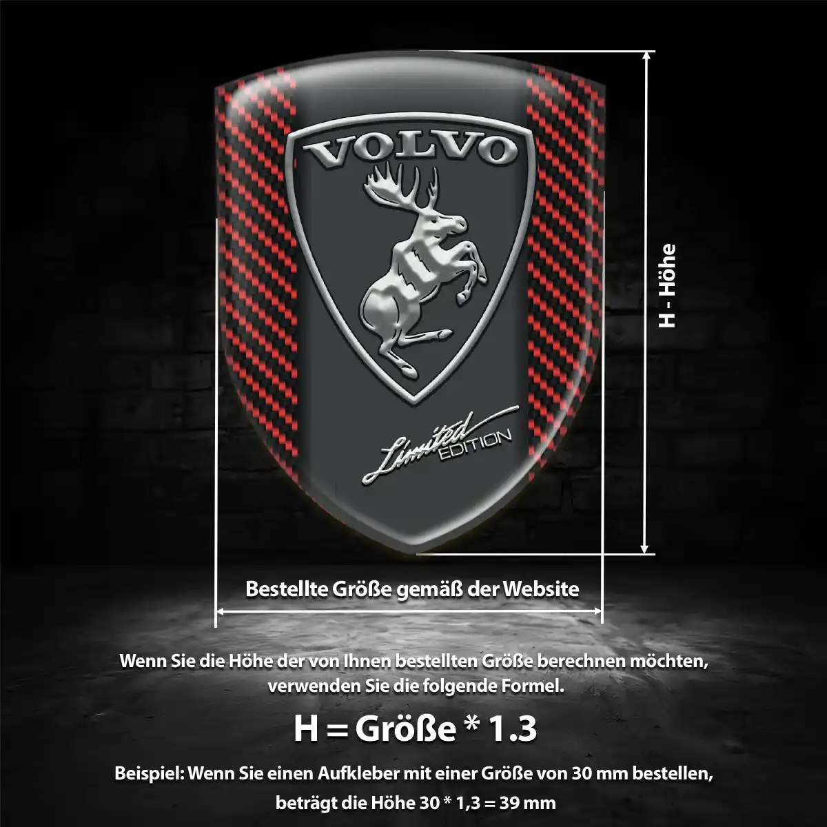 Volvo Aufkleber 3D Gel Wappen Auto Premium-Edition