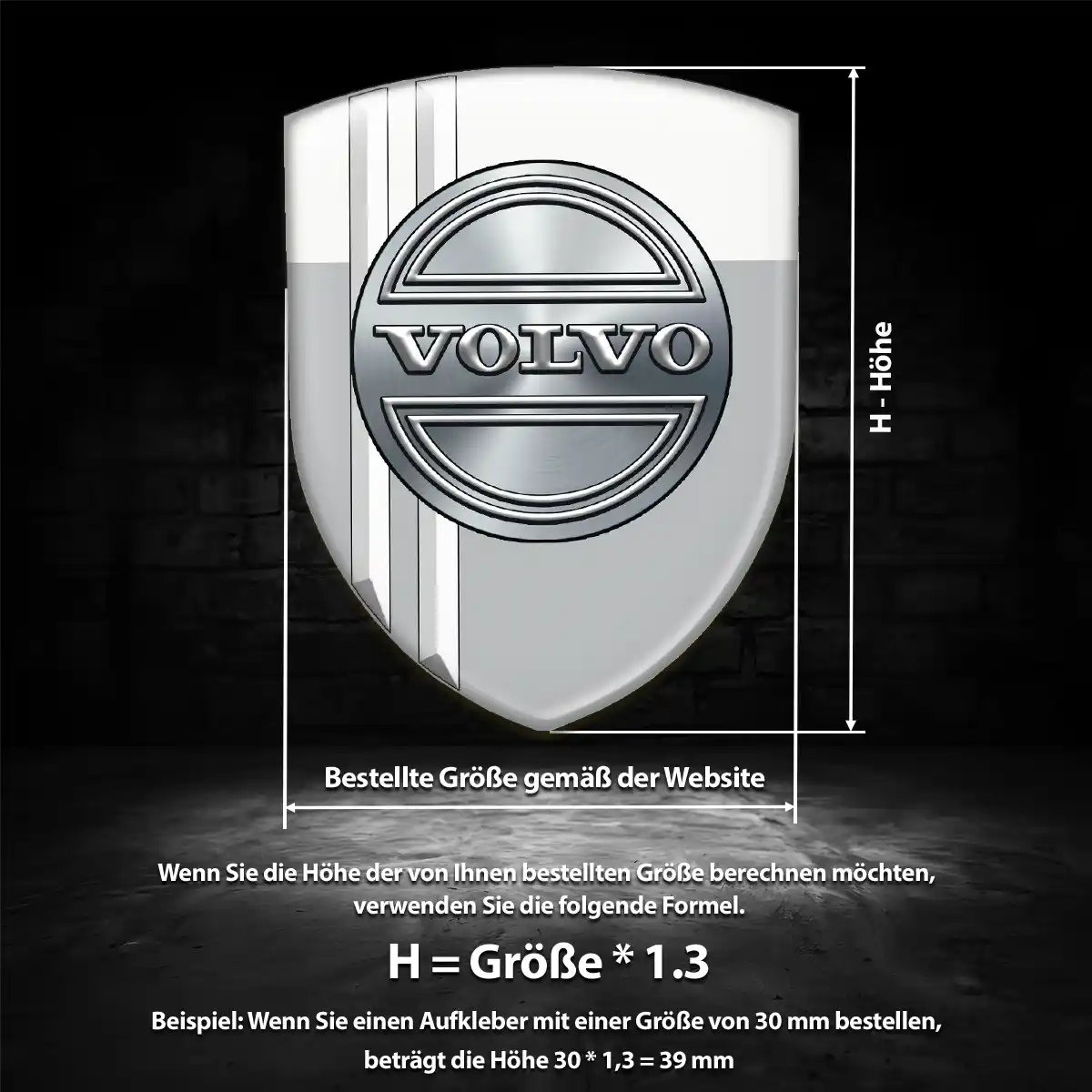 Volvo Aufkleber 3D Gel Wappen Hochwertiges Harz
