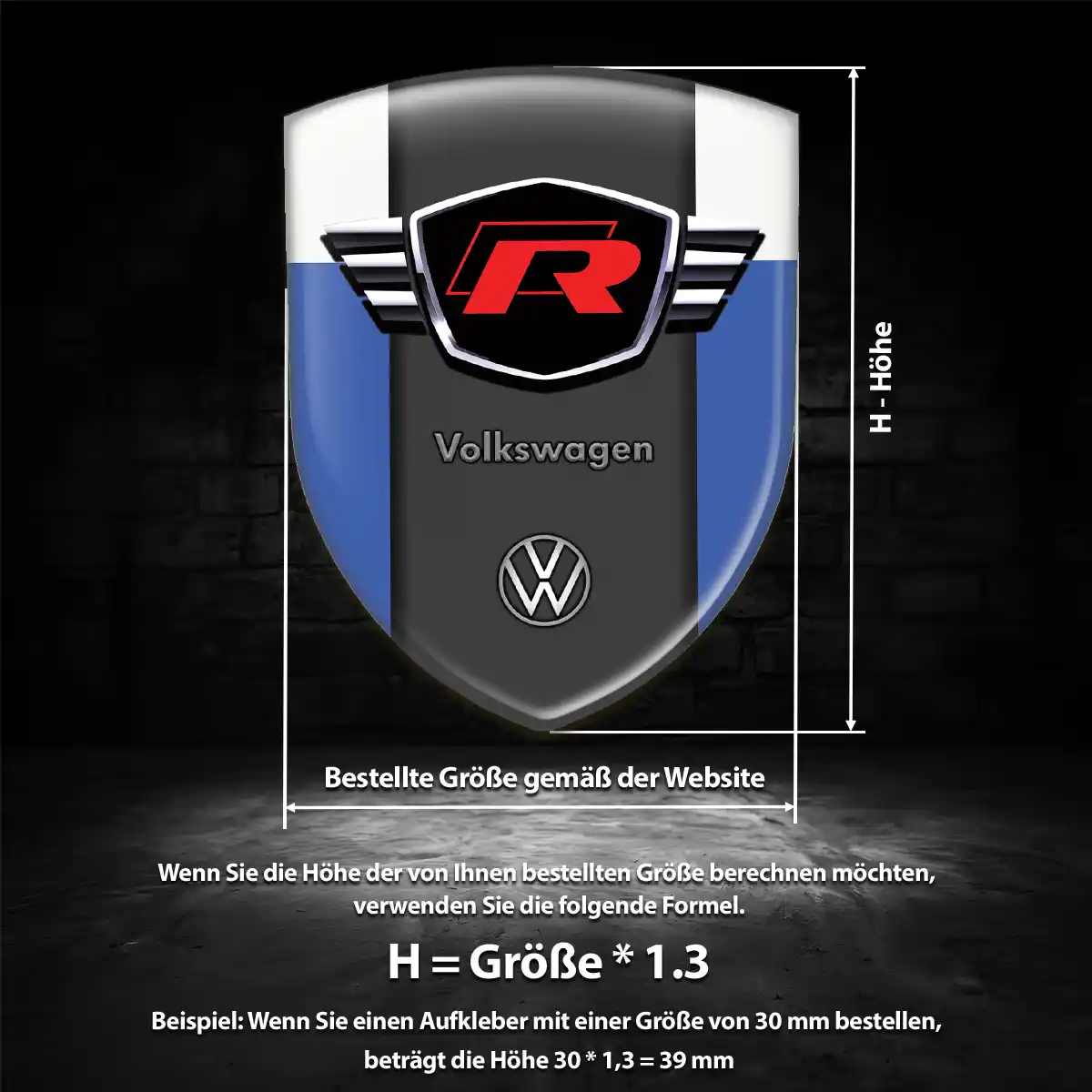 VW 3D Gel Aufkleber Auto Stilvolles Design