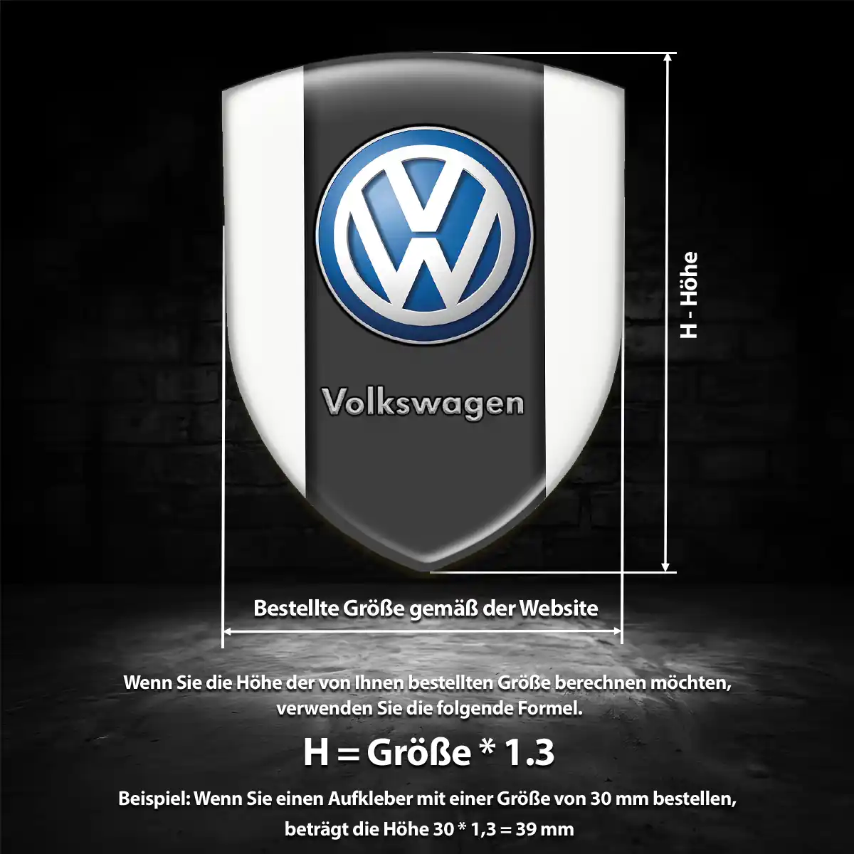 VW 3D Gel Aufkleber Emblem Premium-Edition