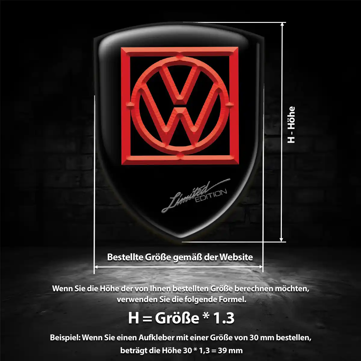 VW 3D Gel Aufkleber Silikon Auto Premium-Edition