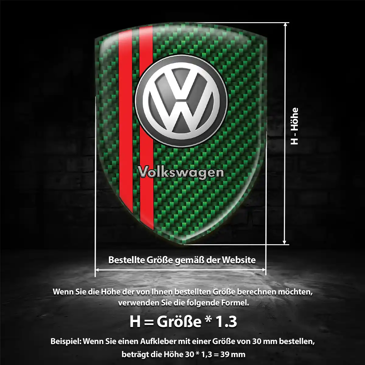 VW 3D Gel Aufkleber Stilvolles Design