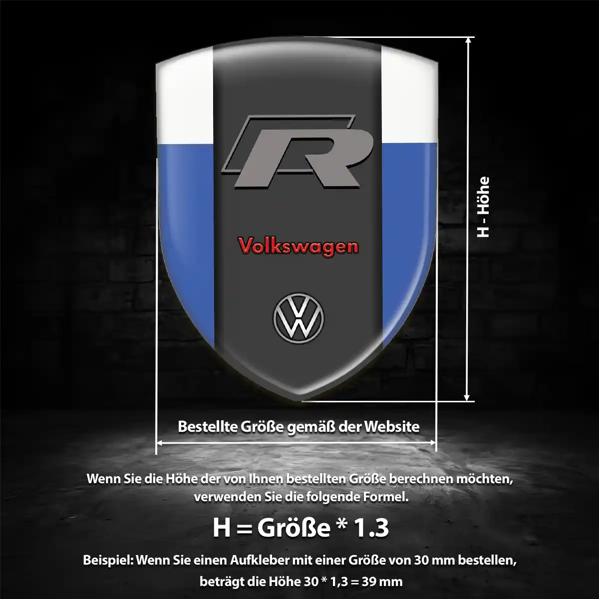 VW 3D Gel Aufkleber Wappen Auto Premium-Edition