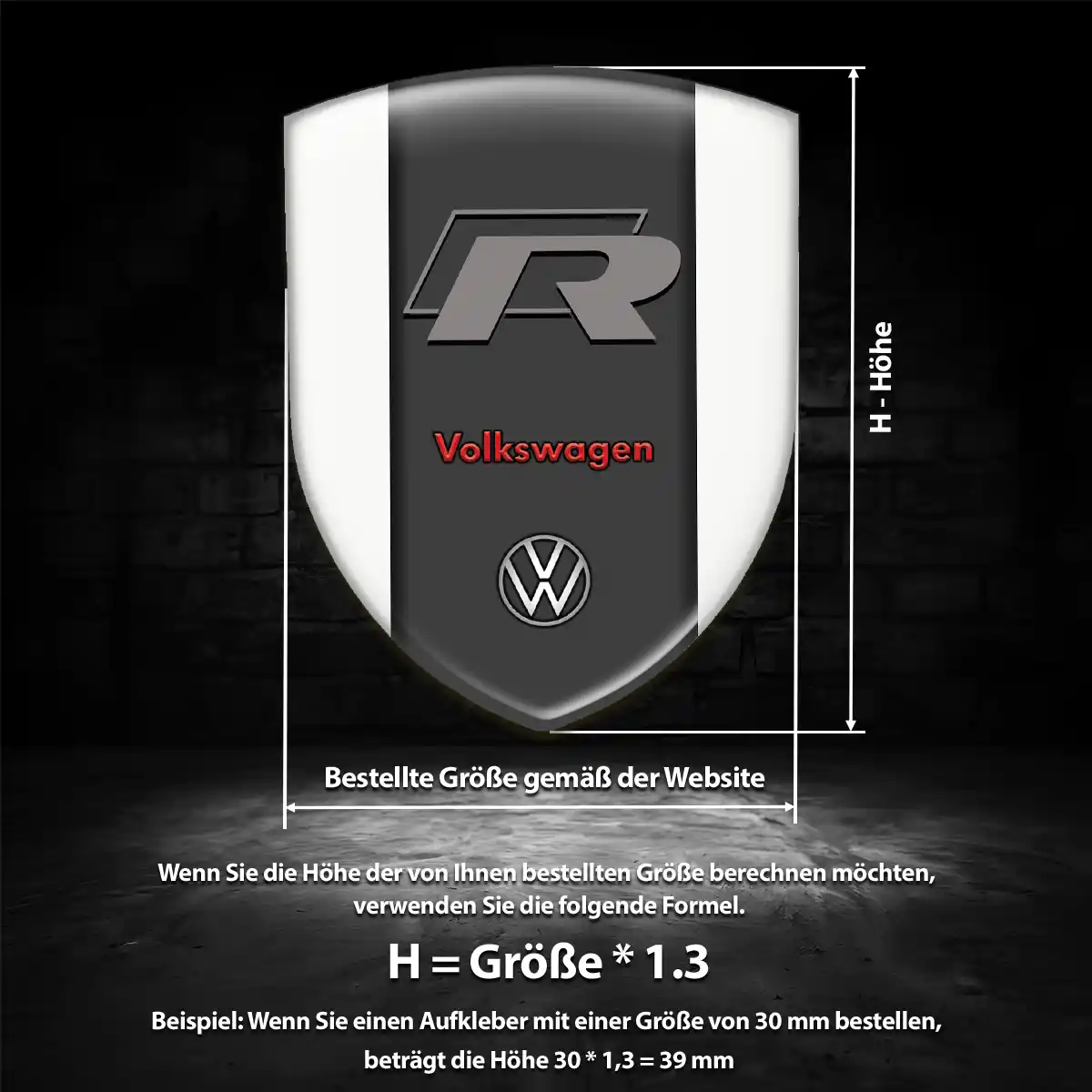 VW 3D Gel Aufkleber Wappen Hohe Qualität