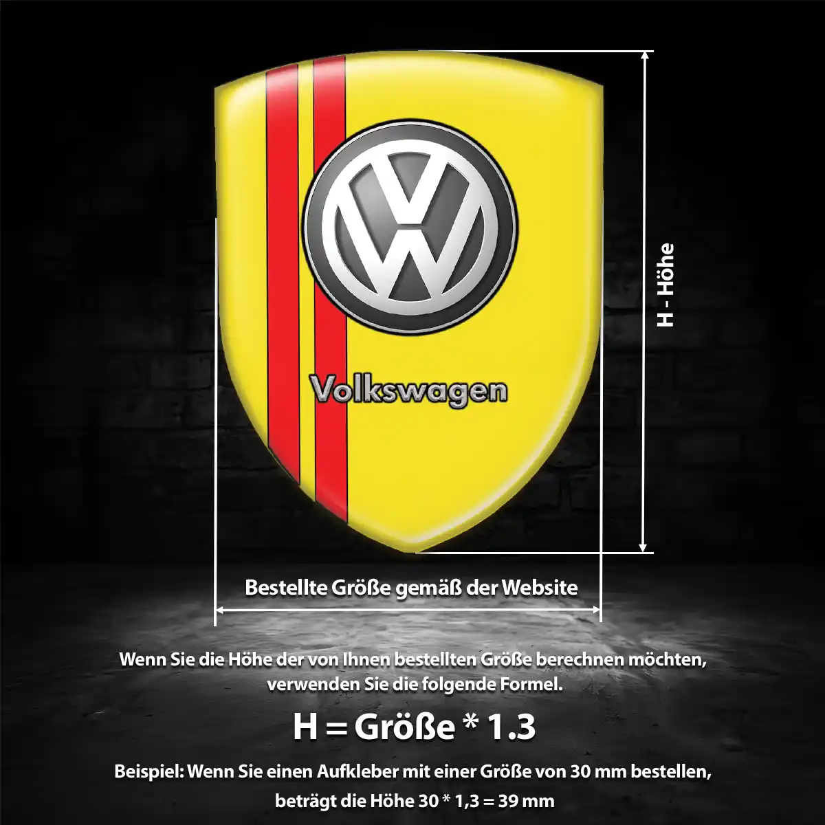 VW 3D Gel Aufkleber Wappen Premium-Edition