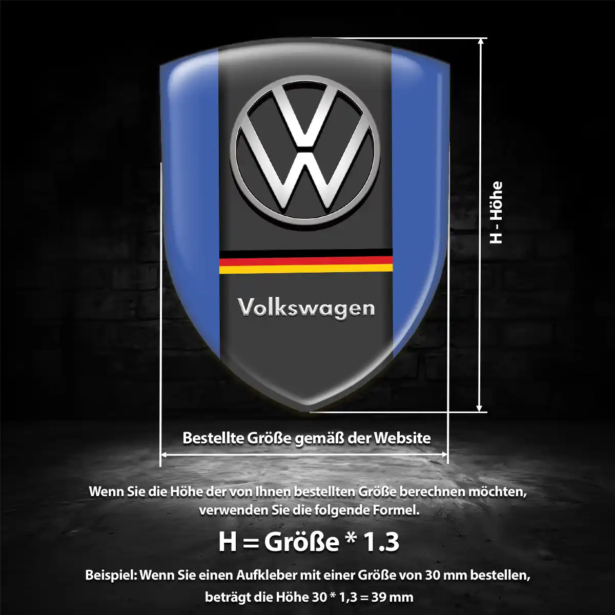 VW 3D Gel Aufkleber Wappen Premiumqualität