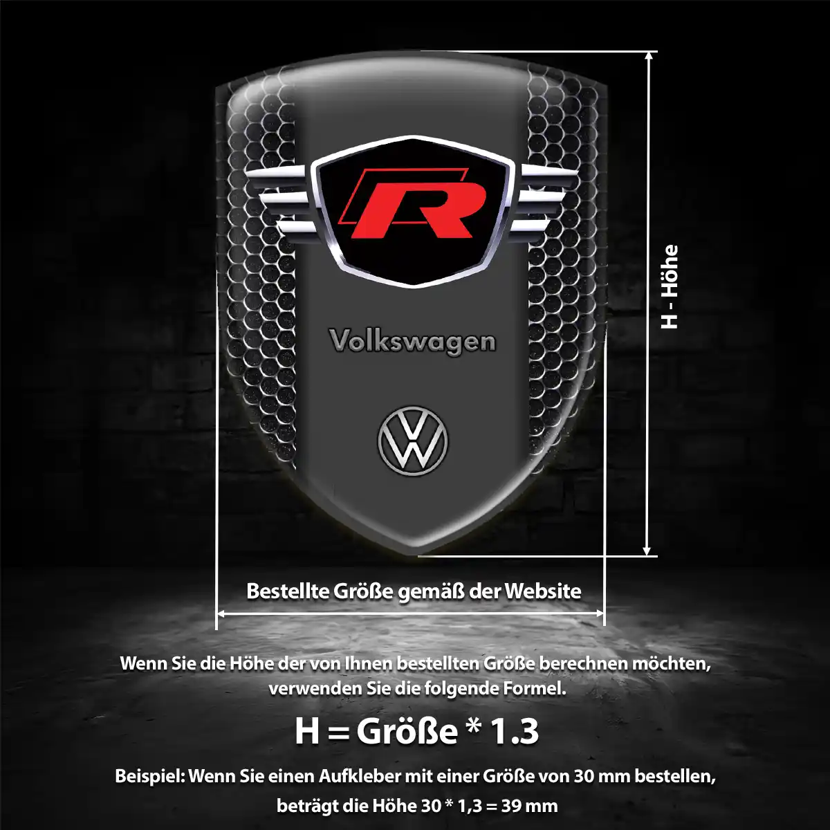 VW Aufkleber 3D Gel Emblem Premiumqualität