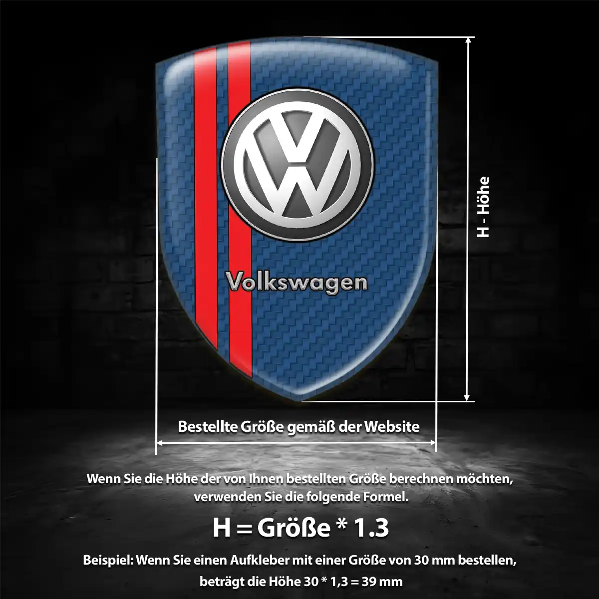 VW Aufkleber 3D Gel Embleme Premium-Edition
