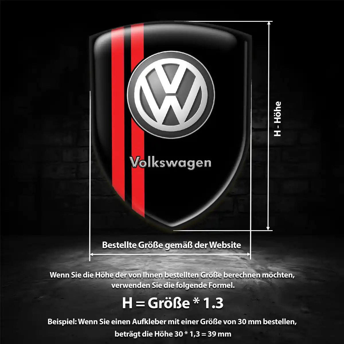 VW Aufkleber 3D Gel Wappen Auto Premium-Edition