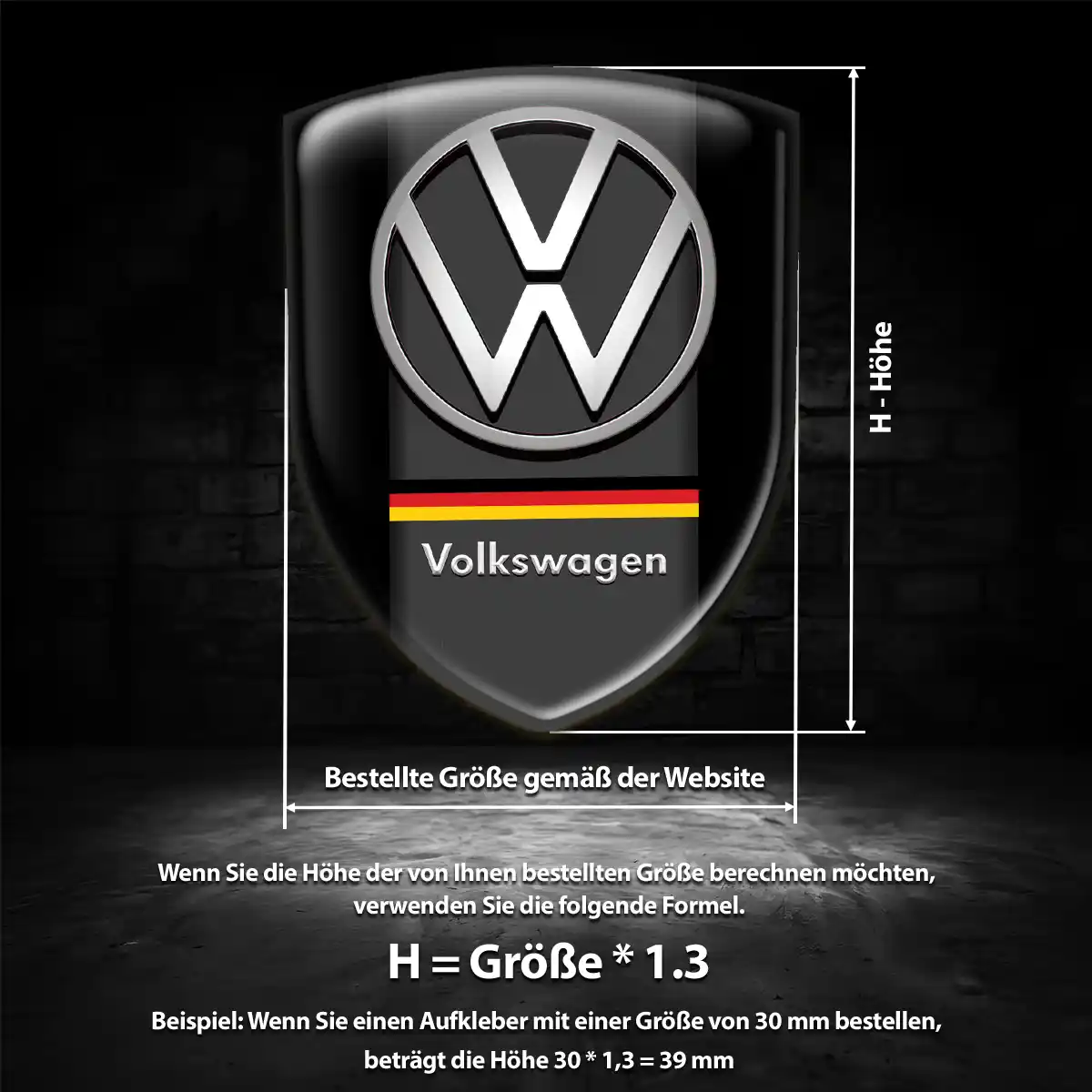 VW Aufkleber 3D Gel Wappen Premium-Edition