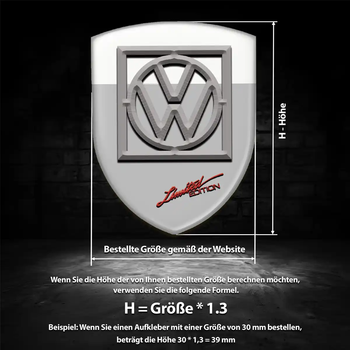 VW Aufkleber 3D Gel Wappen Premiumqualität