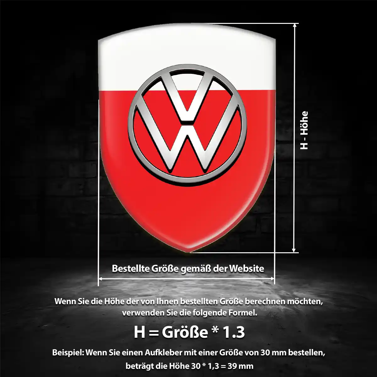 VW Aufkleber 3D Gel Wappen Stilvolles Design