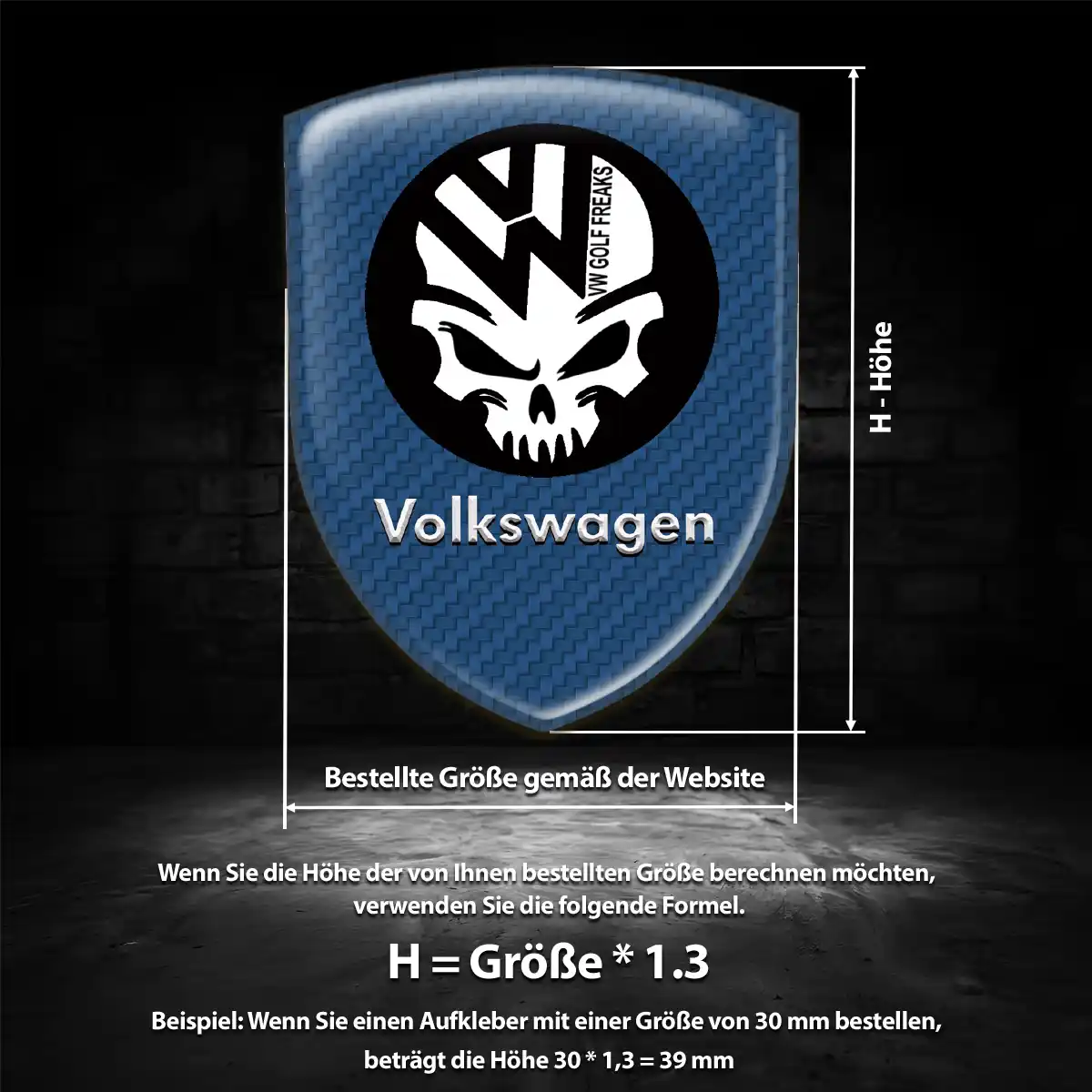 VW Silikon Aufkleber Wappen Auto Premium-Edition