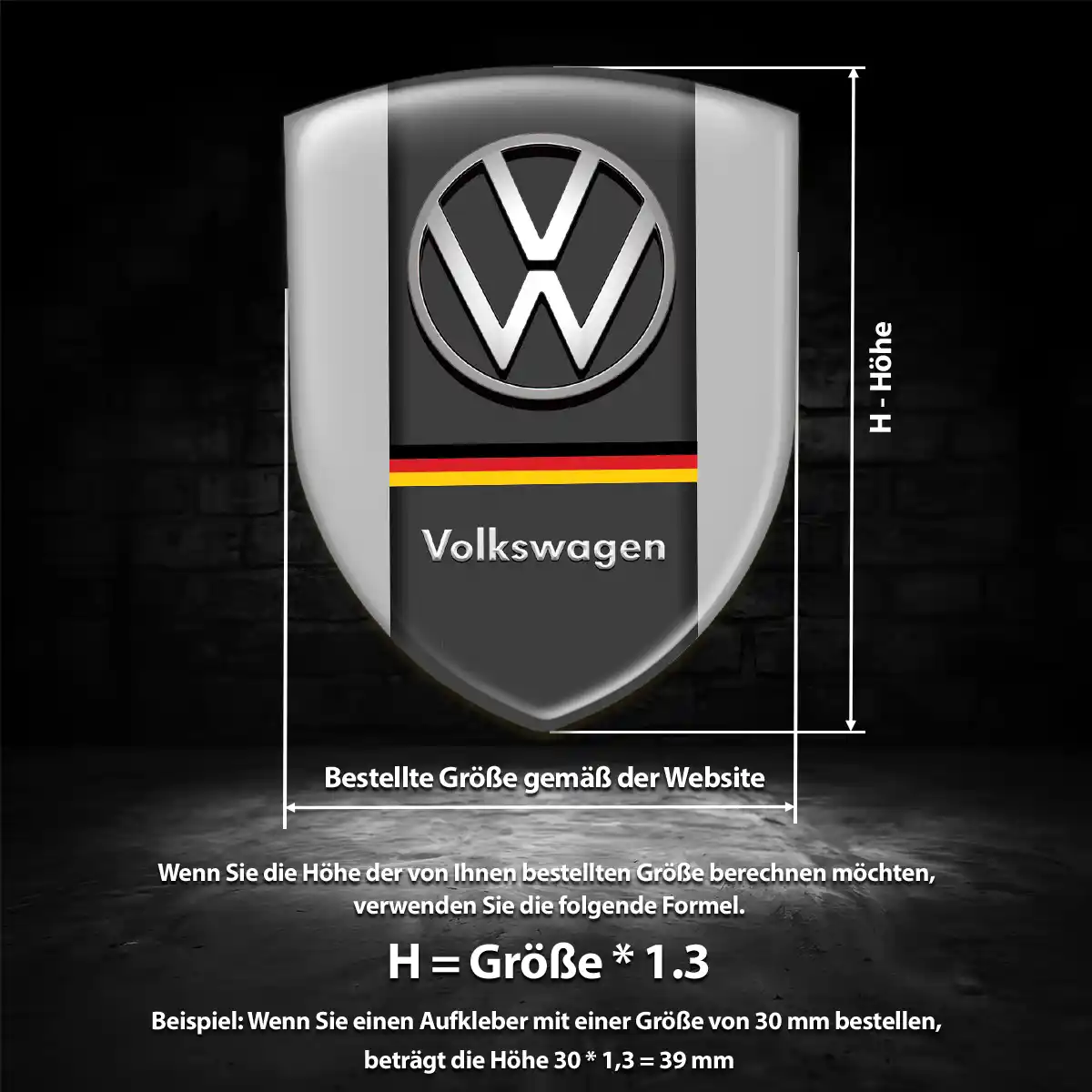 VW Wappen Aufkleber Auto Premium-Edition