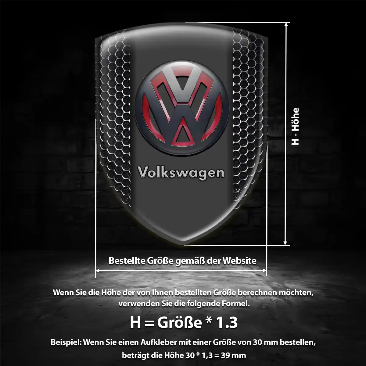 VW Wappen Aufkleber Emblem Auto Premium-Edition