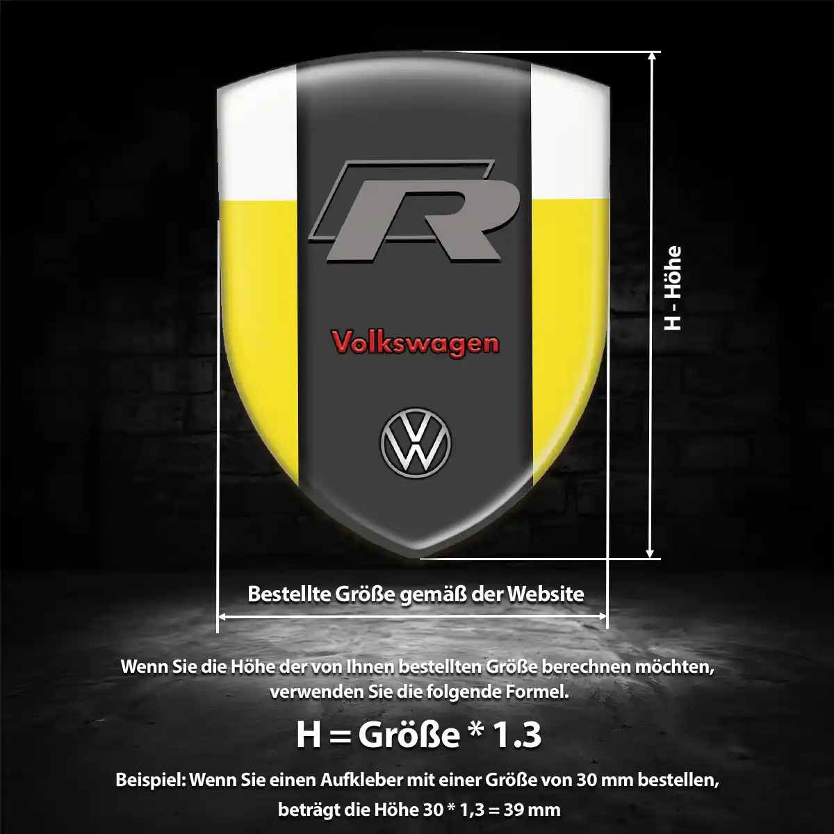 VW Wappen Aufkleber Emblem Premium-Edition