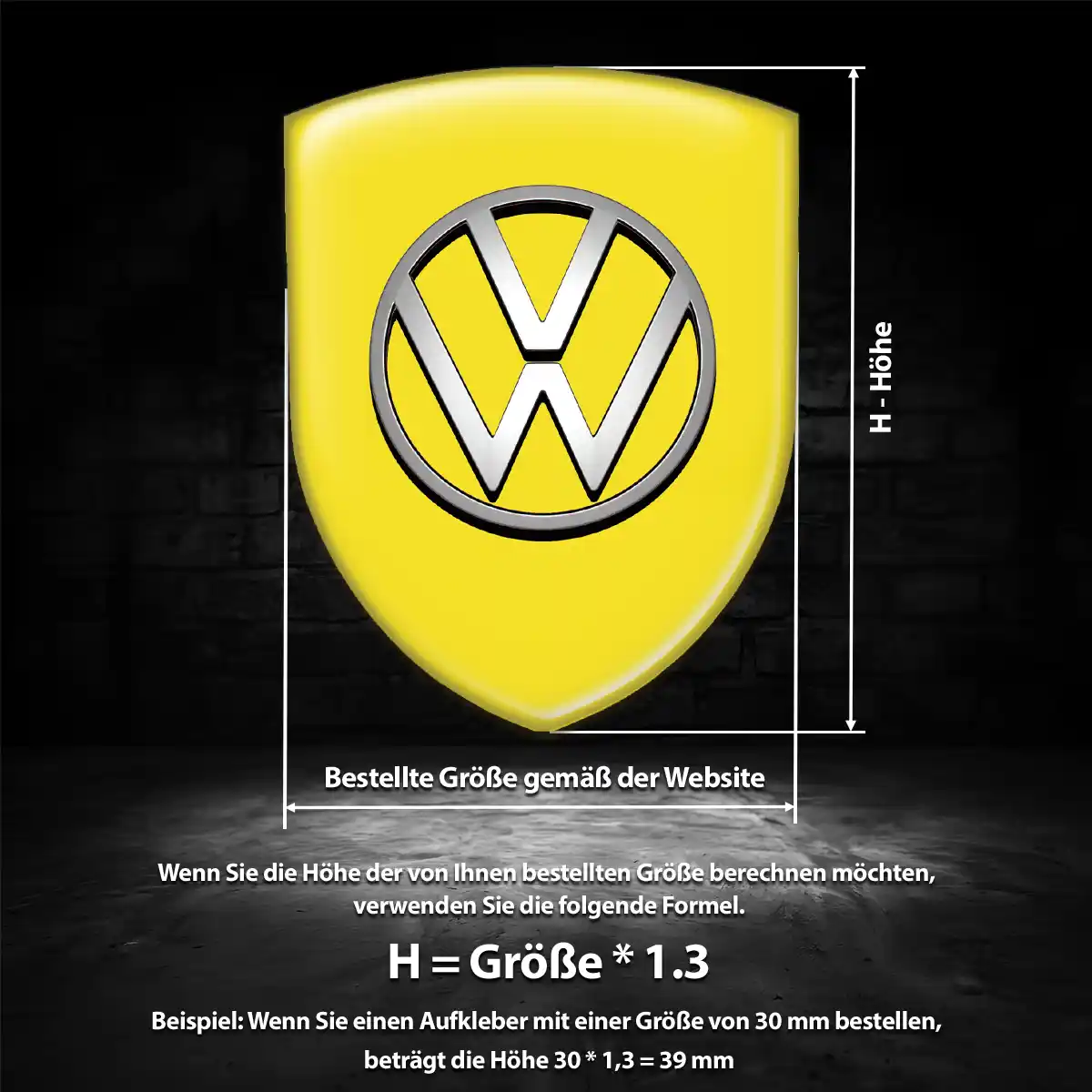 VW Wappen Emblem Aufkleber Auto Premium-Edition