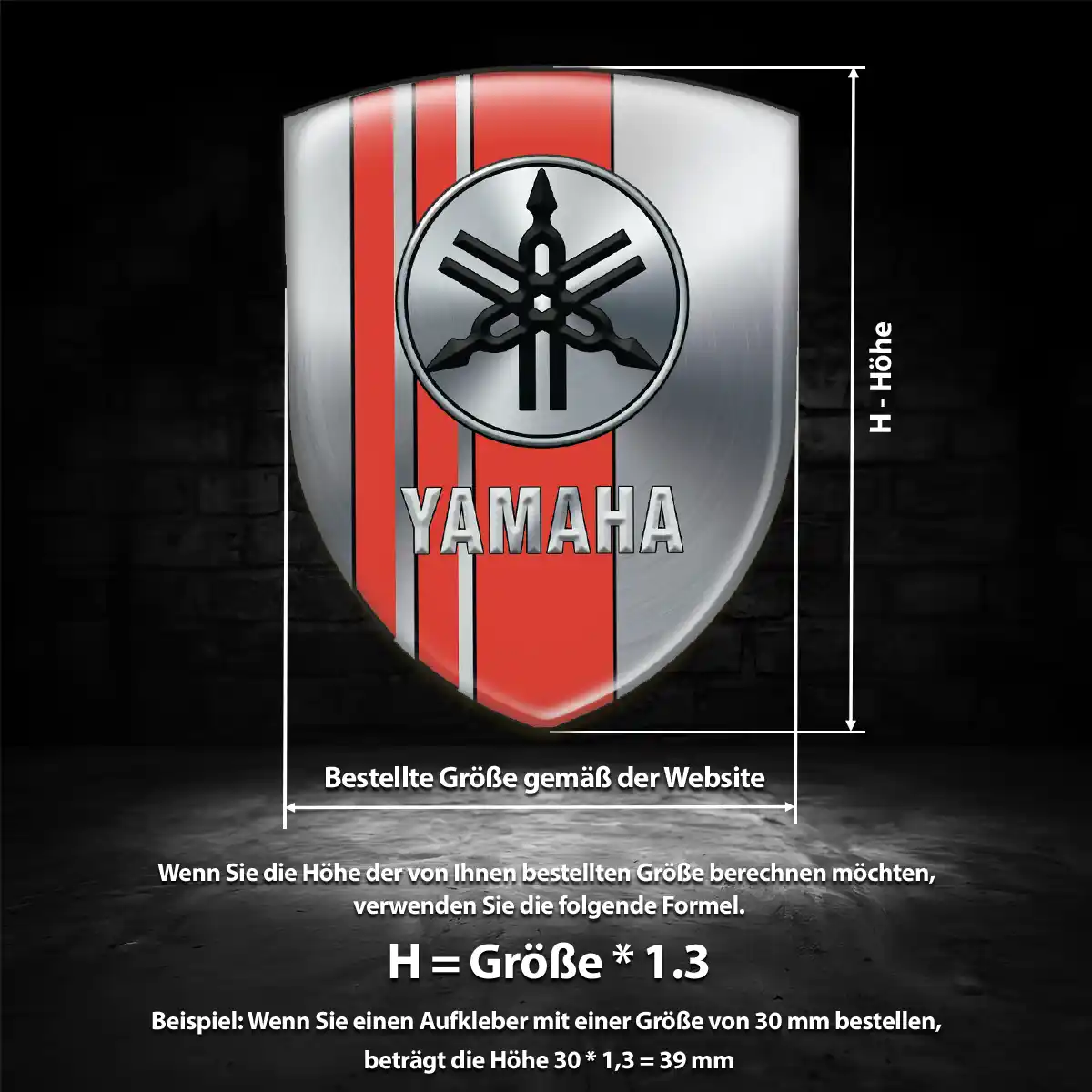 Yamaha 3D Gel Aufkleber Wappen Interieurdesign