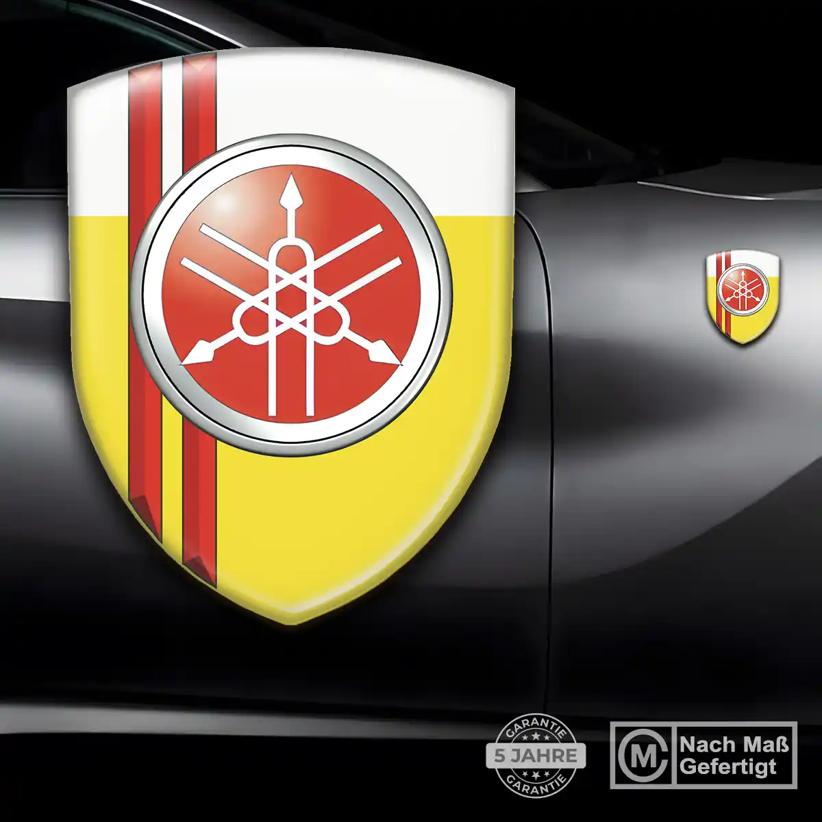 Yamaha Wappen Aufkleber Emblem Ausdrucksstarkes Design